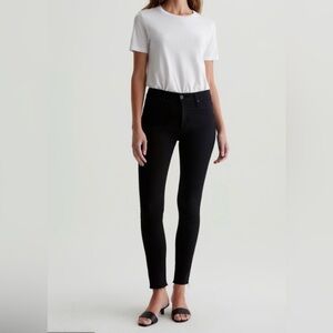 AG JEANS The Farrah Skinny Ankle Women's 26 x 24 Black Denim High Rise Raw Hem